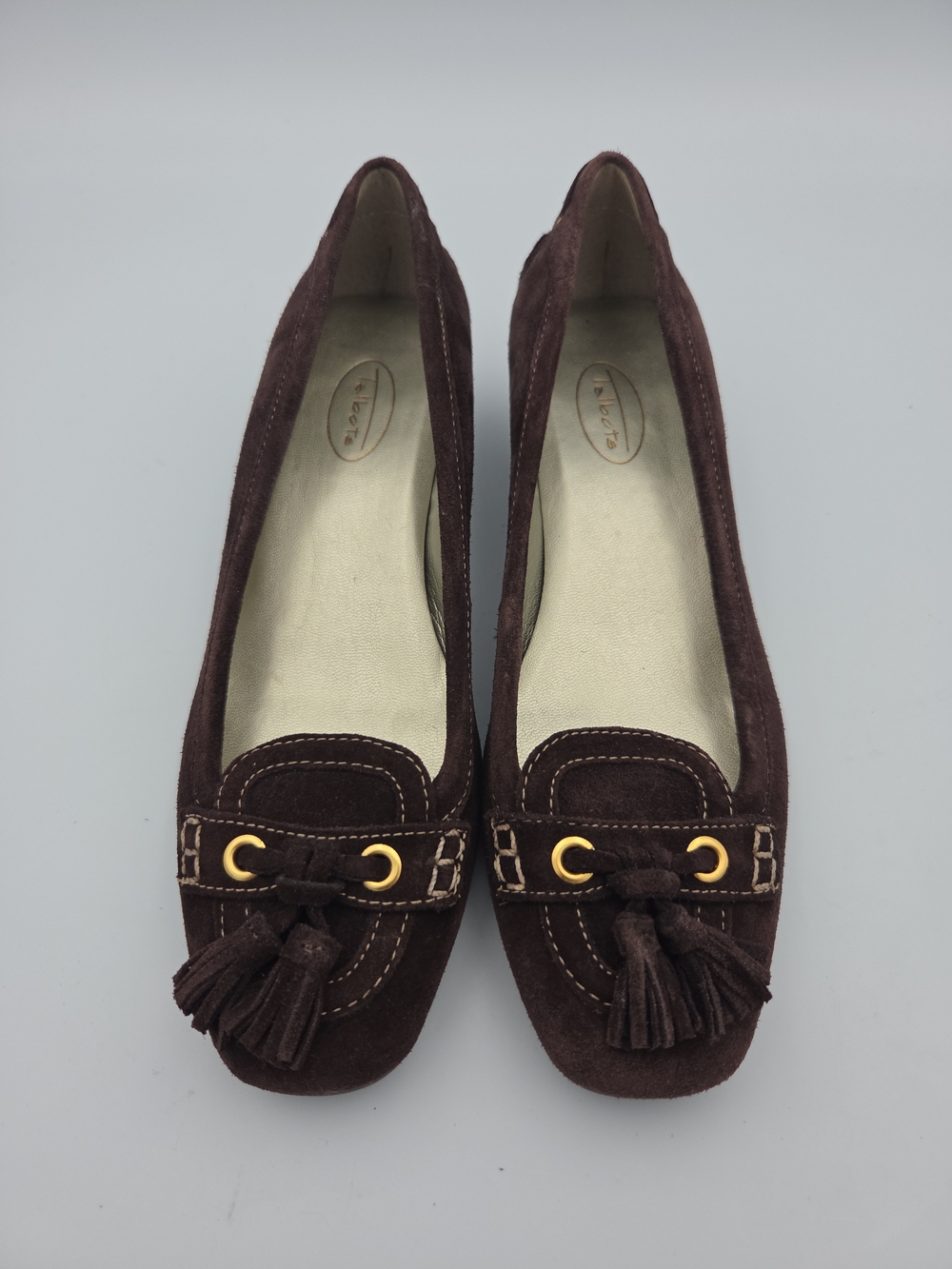 Talbots Dark Brown Suede Tassel Loafers Size 6.5B